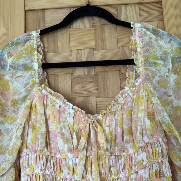 For Love And Lemons Eden Floral Pastel Midi Dress M - Picture 9 of 16